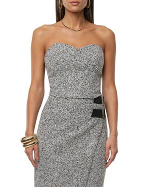 JLUXLABEL All You Need Strapless Tweed Top - Gray
