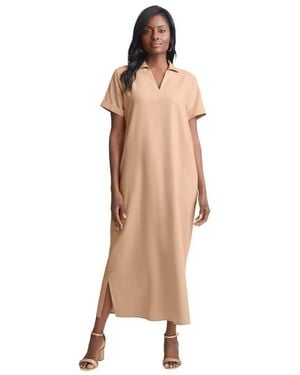 Jessica London Linen Short Sleeve Maxi Dress - Multicolor