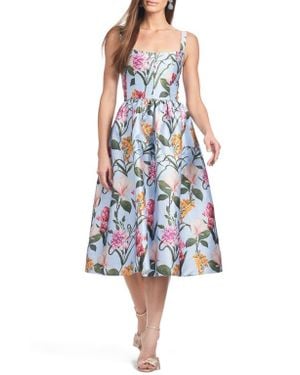 Sachin & Babi Olena Floral Mikado Cocktail Dress - Blue