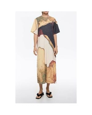 Bimba Y Lola Abstract Straight Cut Maxi Dress With Cut-Outs - Metallic