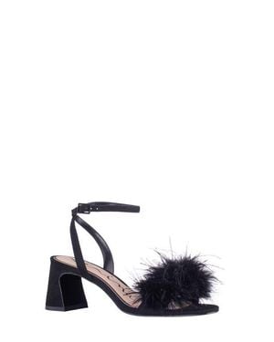 Nina Bev Ankle Strap Faux Feather Sandal - White