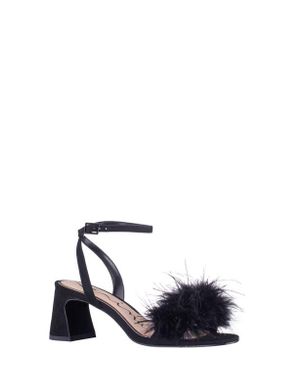 Nina Bev Ankle Strap Faux Feather Sandal - White