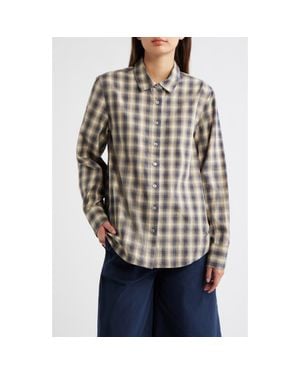 Damson Madder Solana Checked Organic Cotton Shirt - Gray