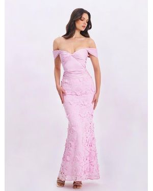 Miss Circle Dahlia Floral Lace Mermaid Gown - Pink