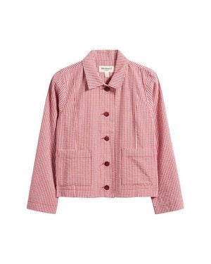 Seasalt Cornwall Carnon Downs Gingham Organic Cotton Chore Jacket - Pink