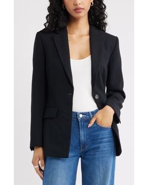 Open Edit Curator Crepe Fitted Blazer - Blue