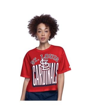 Starter St. Louis Cardinals Play The Ball Boxy Cropped T-Shirt - Red