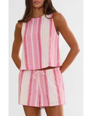Beach Riot Dollie Sleeveless Cotton & Linen Cover-Up Top - Pink