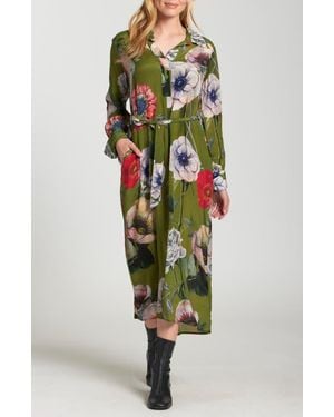 Apny Long Sleeve Shirtdress - Green