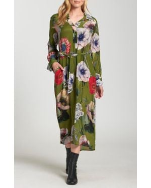 Apny Long Sleeve Shirtdress - Green