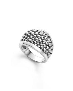 Lagos Signature Caviar Dome Ring - White