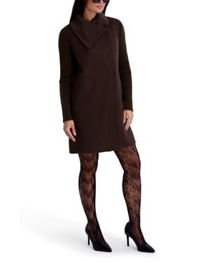 Kenneth Cole Rib Sleeve Mixed Media Coat - Black