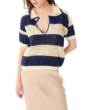 DELUC Chios Open Stitch Polo Top - Blue