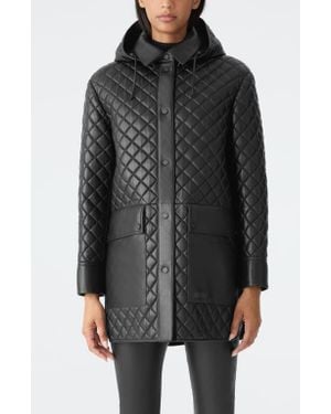 Mackage Litzy Quilted Hooded Leather Jacket - Black