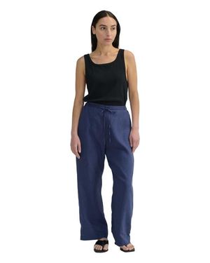 ALMINA CONCEPT Front Tie Linen Pants - Blue