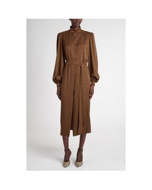 Valentino Garavani Mossi Jacquard Silk Midi Dress - Brown