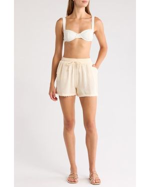 Elan Tie Waist Cover-Up Shorts - Natural