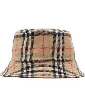 Burberry Reversible Check Wool Bucket Hat - Green