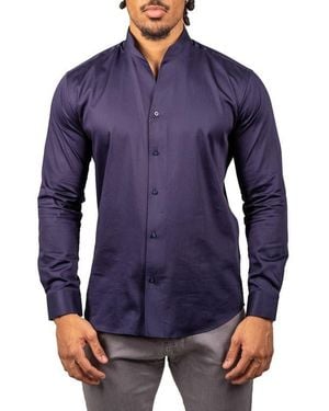 Maceoo Ceremony Prince Cotton Button-Up Shirt - Blue