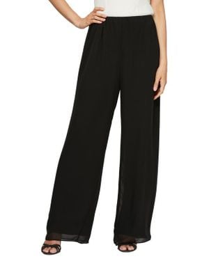 Alex Evenings Chiffon Palazzo Pants - Black