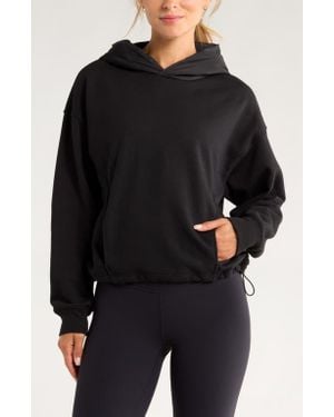 Zella Hybrid Mixed Media Hoodie - Black