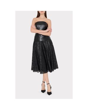 MILLY Otha Texture Lace Midi Skirt - Black