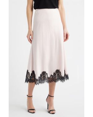 Anne Klein Lace Trim Midi Skirt - Multicolor