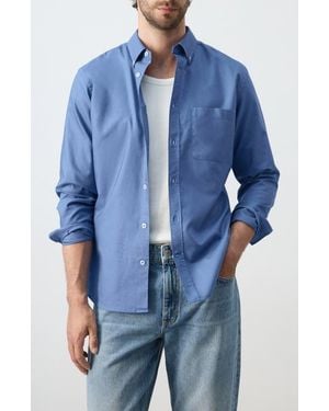 Mango Regular Fit Oxford Button-Down Shirt - Blue