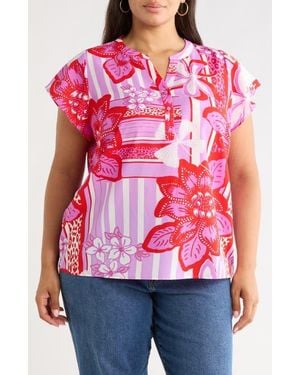 Sugarlips Barba Tropical Flutter Sleeve Top - Red