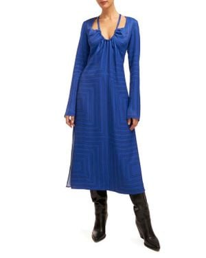 Equipment Vera Long Sleeve Midi Dress - Blue