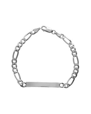 Argento Vivo Sterling Silver Figaro Tag Pendant Bracelet - Metallic
