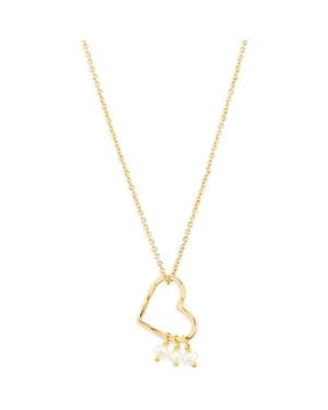 Kiara by Ki-Ele Esther Pearl Charm Heart Pendant Necklace - Metallic