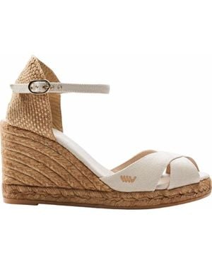 VISCATA Aiguablava Canvas Espadrille Sandal Wedges - Natural