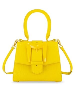 Mac Duggal Crocodile Leather Buckle Detail Mini Handbag - Yellow