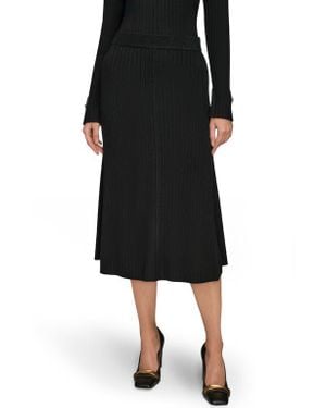 Donna Karan Rib Midi Sweater Skirt - Black