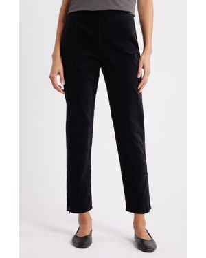 Eileen Fisher Zip Hem Slim Fit Stretch Organic Cotton Ankle Pants - Black