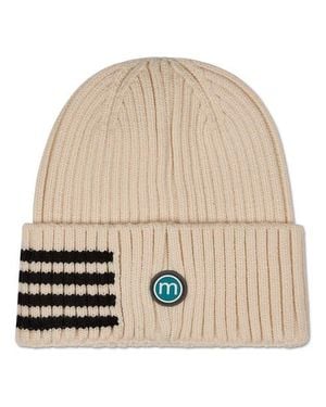 Memoi Stripe Ribbed Knit Beanie - Natural