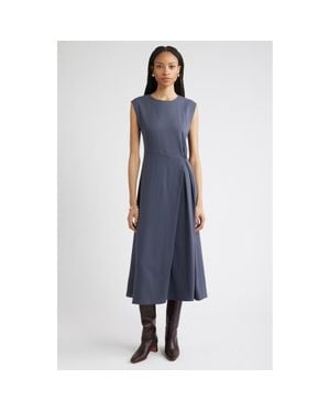 Nordstrom Front Pleat Midi Dress - Blue