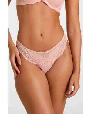 Hunkemöller Isadora Lace High Leg String Thong - Brown