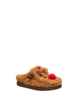 HEYDUDE Kids' Wally Faux Fur Reindeer Slipper - Orange