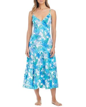 Rod Beattie Print Cover-Up Midi Dress - Blue