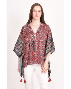 Ras Yana Embroidered Ajrakh Kaftan Top