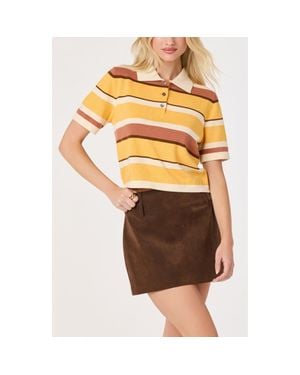 Astr Brooklyn Stripe Short Sleeve Sweater Polo - Multicolor
