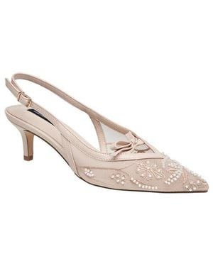 French Connection Quinny Embroidered Bead Heel - White