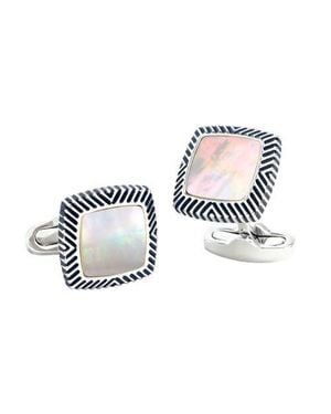Link Up Mother Of Pearl Soft Square Antiqued Frame Cufflinks - White