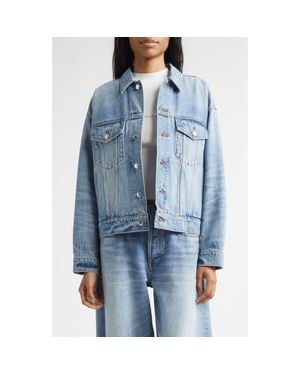 Alexander Wang Game Distressed Logo Denim Jacket - Blue
