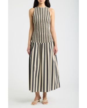 Solid & Striped Arlin Smocked Midi Dress - White
