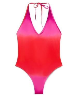 Mango Halter Neck One-Piece Swimsuit - Red