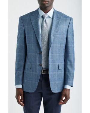 Canali Siena Regular Fit Windowpane Check Silk & Cashmere Sport Coat - Blue