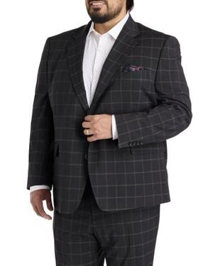 Tallia Big & Tall Windowpane Suit Jacket - Black